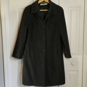Larry Levine Charcoal Wool 3/4 Length Pea Coat